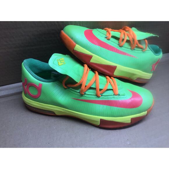 Nike KD 6 GS 'Candy' Flash Lime Atomic Red 599477−300 Basketball Shoes 7Y - Picture 2 of 8